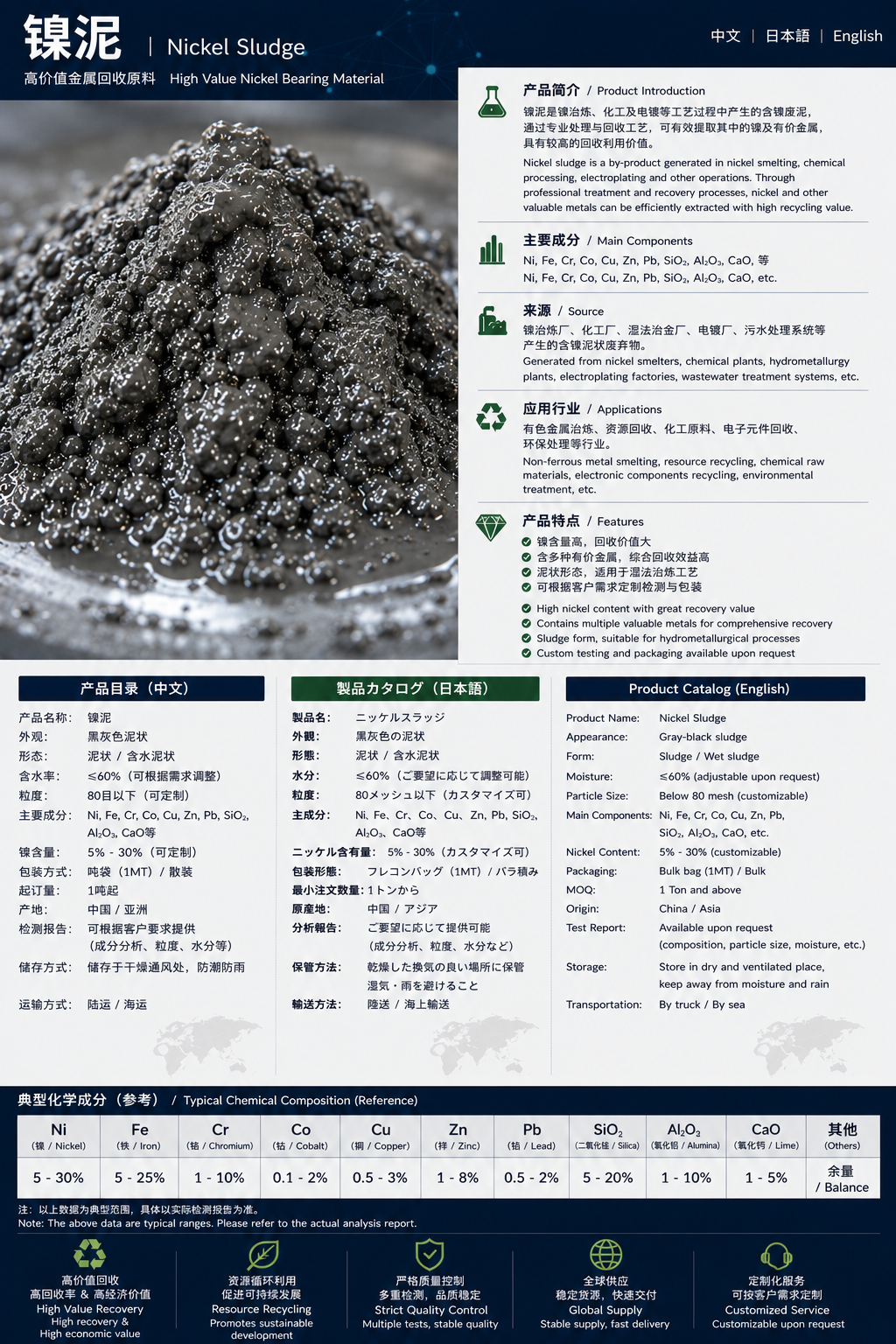 ニッケル泥 / 镍泥 / Nickel Sludge product datasheet